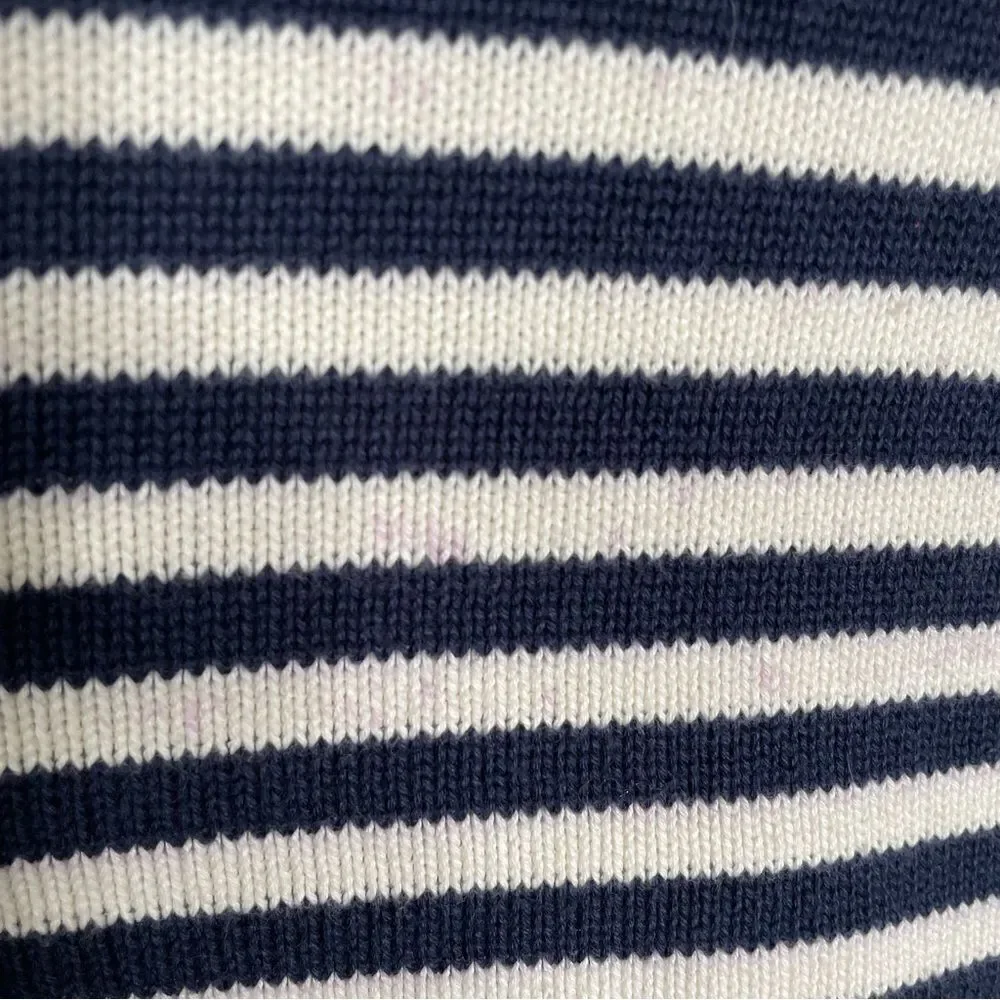 VINTAGE Brooks Brothers Sweater Womens Medium White Navy Stripe Knit Pullover - Picture 5 of 9